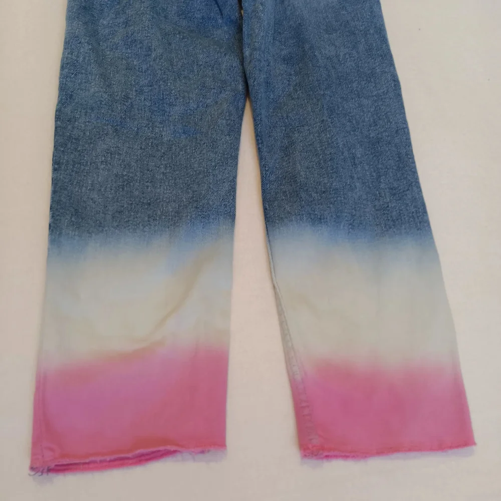 Justice Jr Sz18 Blue, White, and Pink Ombre Wide Legged Jeans